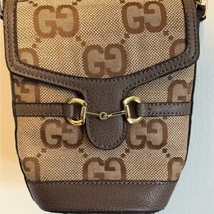 Gucci Tan and Brown GG Crossbody Bag